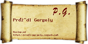 Prádl Gergely névjegykártya